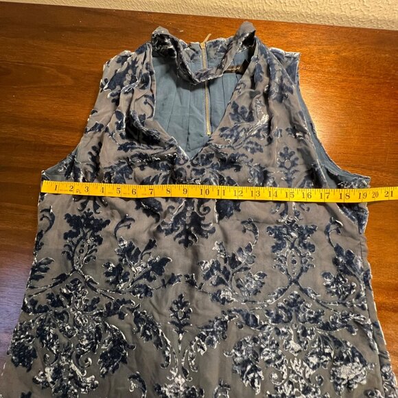 Y2K Fairy Grunge Whimsigoth Choker Sheer Velvet Burnout Blue Going Out Top 8 - Picture 8 of 9